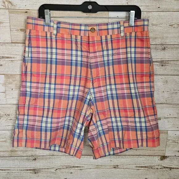 SOUTHERN TIDE SKIPJACK 9 INCH SHORTS PLAID SIZE 34 PASTEL BEACH GOLF COTTON - Picture 1 of 11